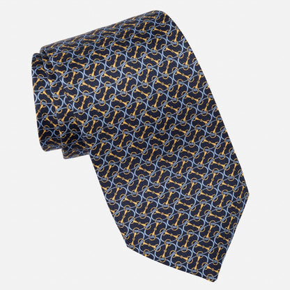 Palio - Printed Silk Tie - Navy - Solstik