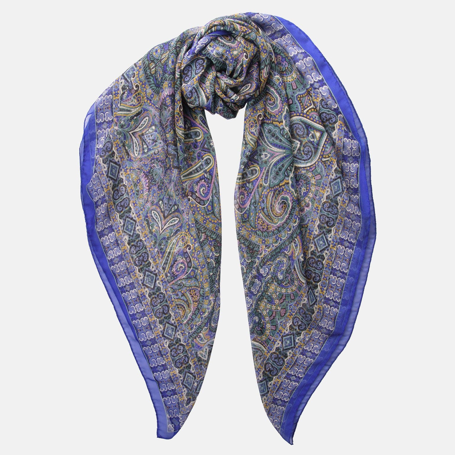 Ambra - Silk Scarf Shawl - Blueberry - Solstik