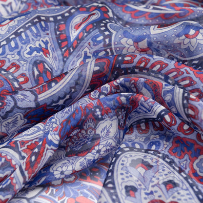 Helena - Silk Scarf Shawl - Red White and Blue - Solstik