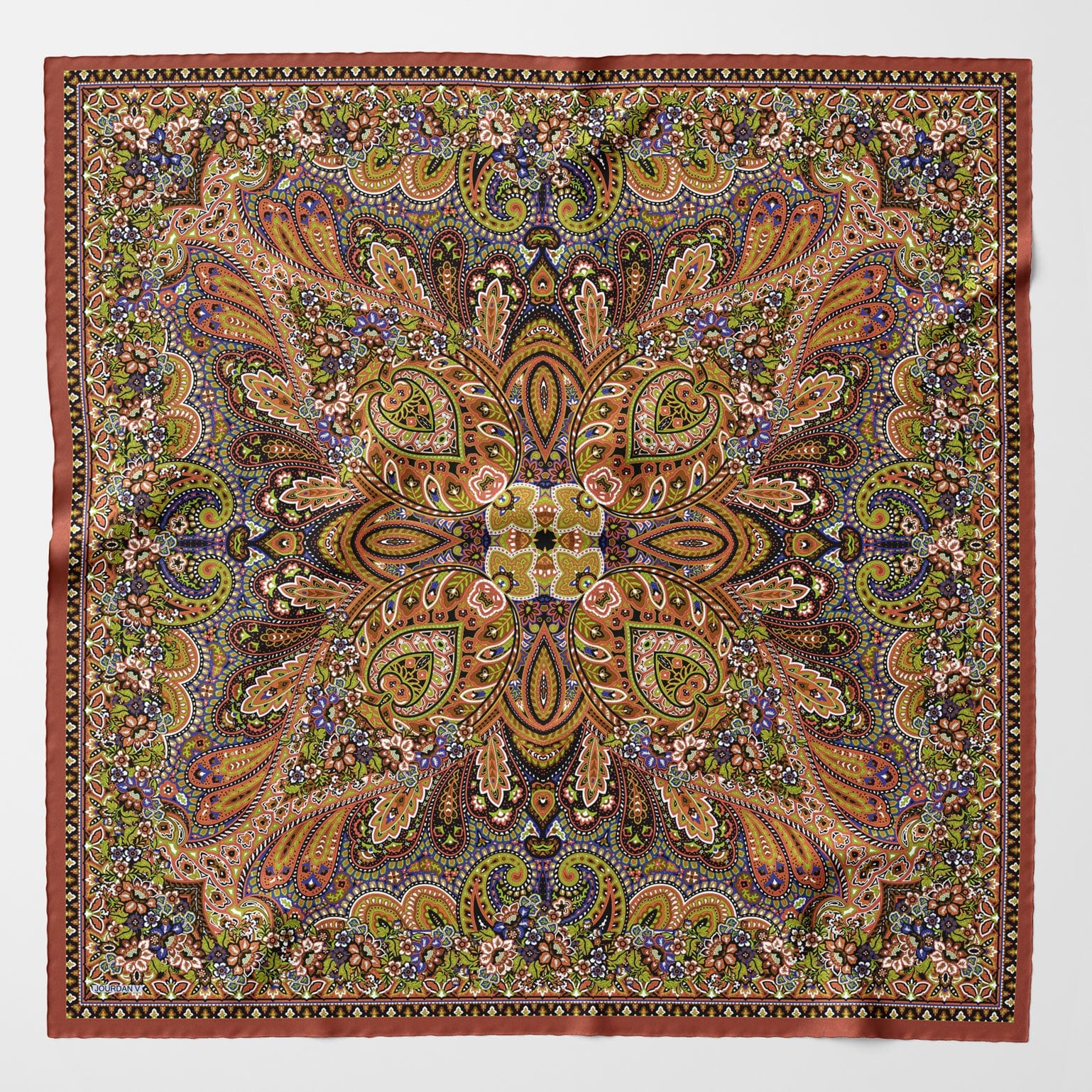 Helena - Silk Scarf Shawl - Rust - Solstik