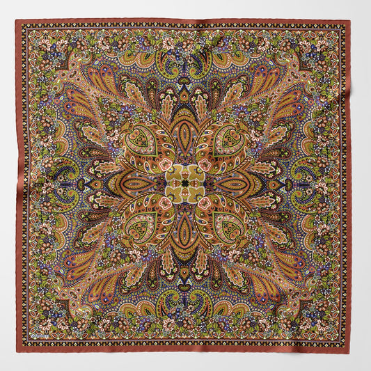 Helena - Silk Scarf Shawl - Rust - Solstik