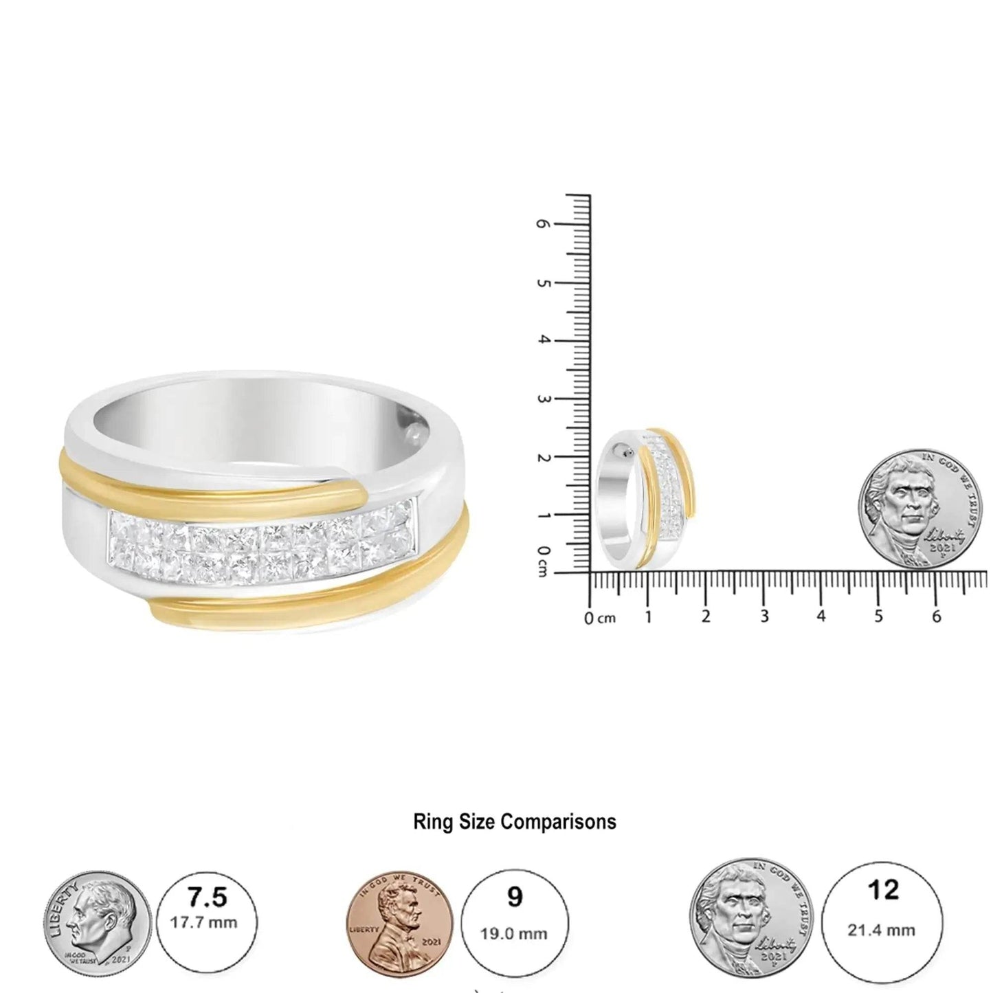 14K Gold 1ct Diamond Men's Luxury Band - Bicolor Design - Solstik
