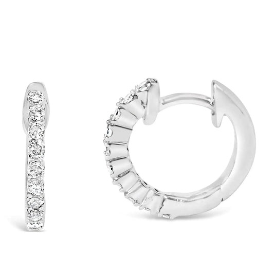 Solstik fine diamond hoop earrings in white gold with sparkling diamonds and secure clasp