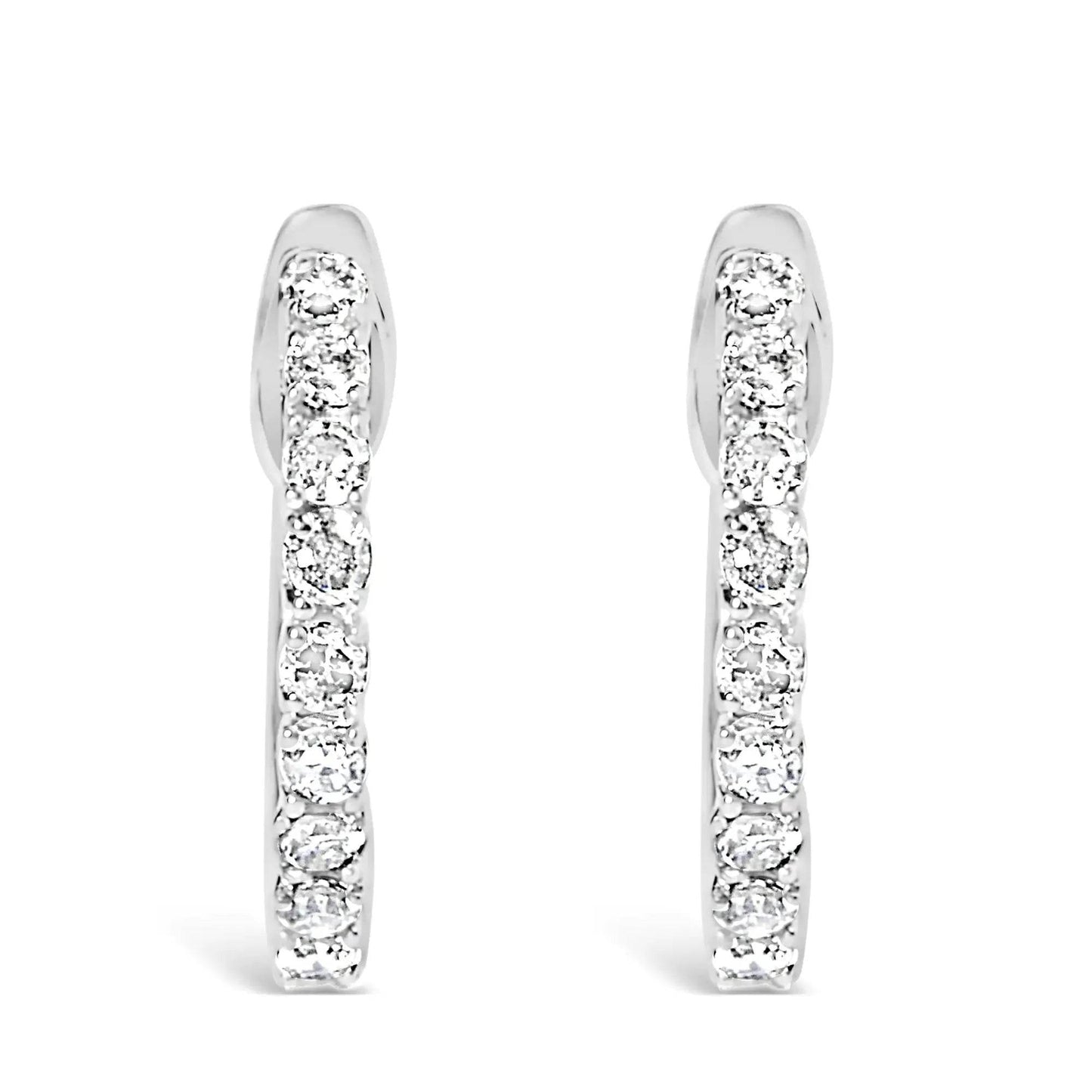 Solstik fine diamond hoop earrings with sparkling round diamonds set in white metal