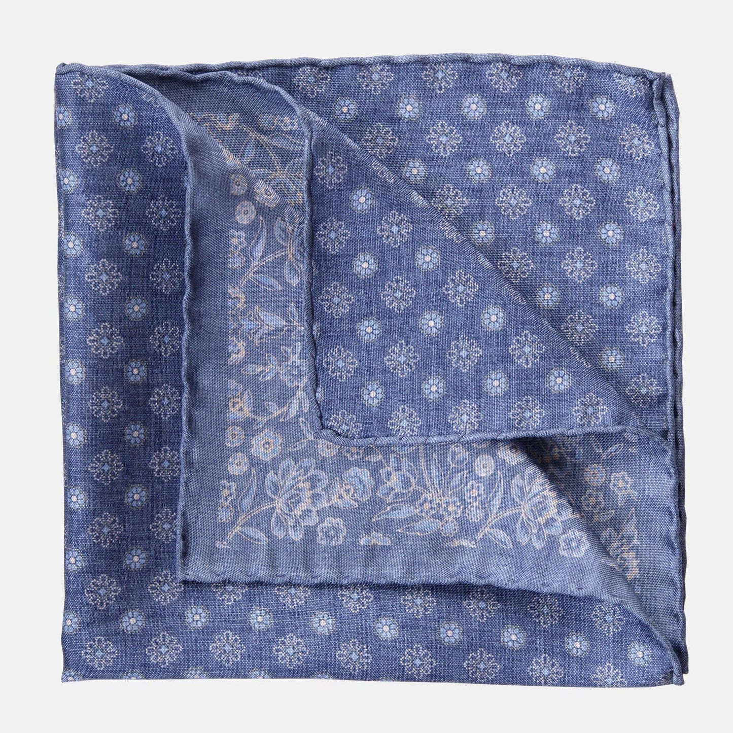 Pascal - Double Sided Silk Pocket Square - Blue - Solstik