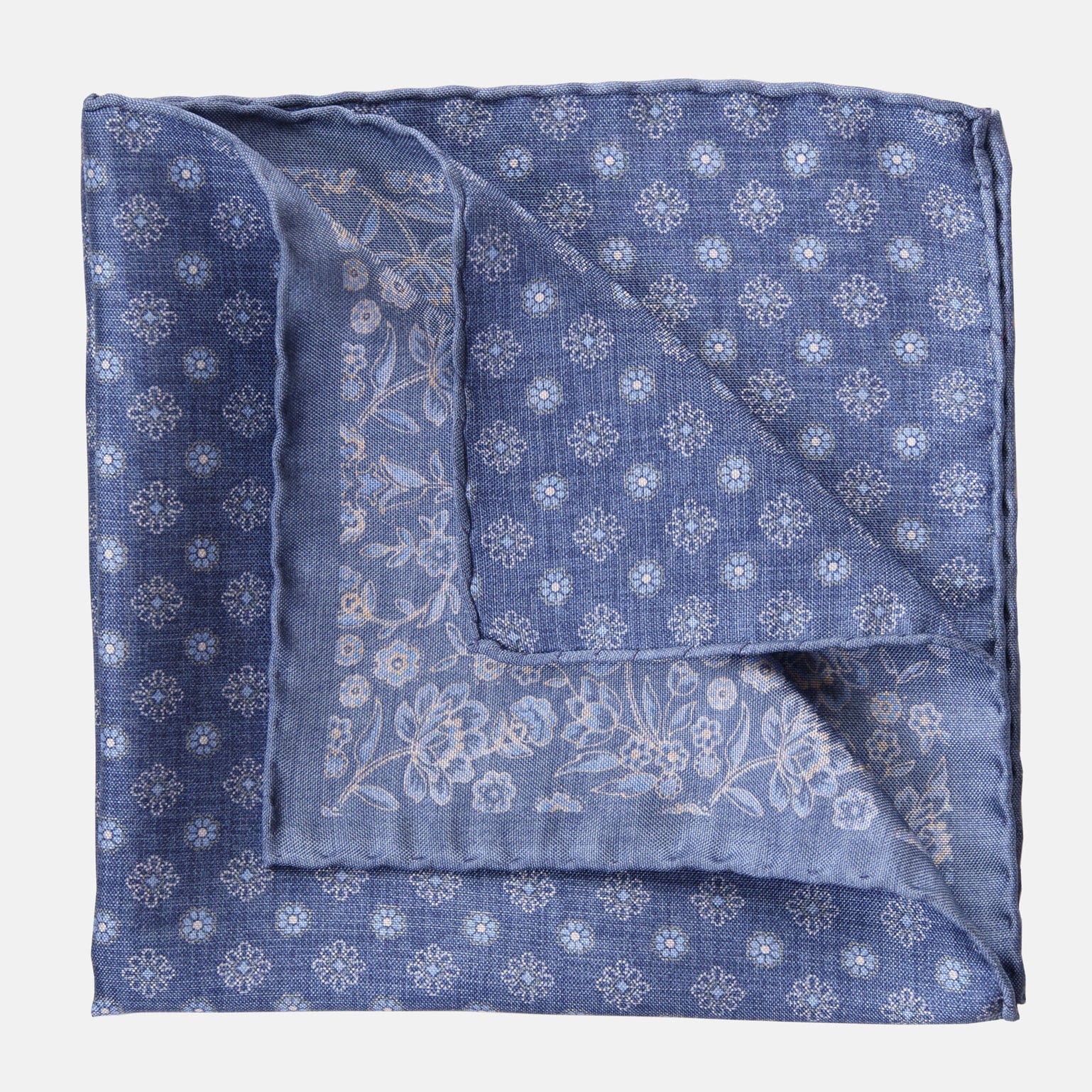 Pascal - Double Sided Silk Pocket Square - Blue - Solstik