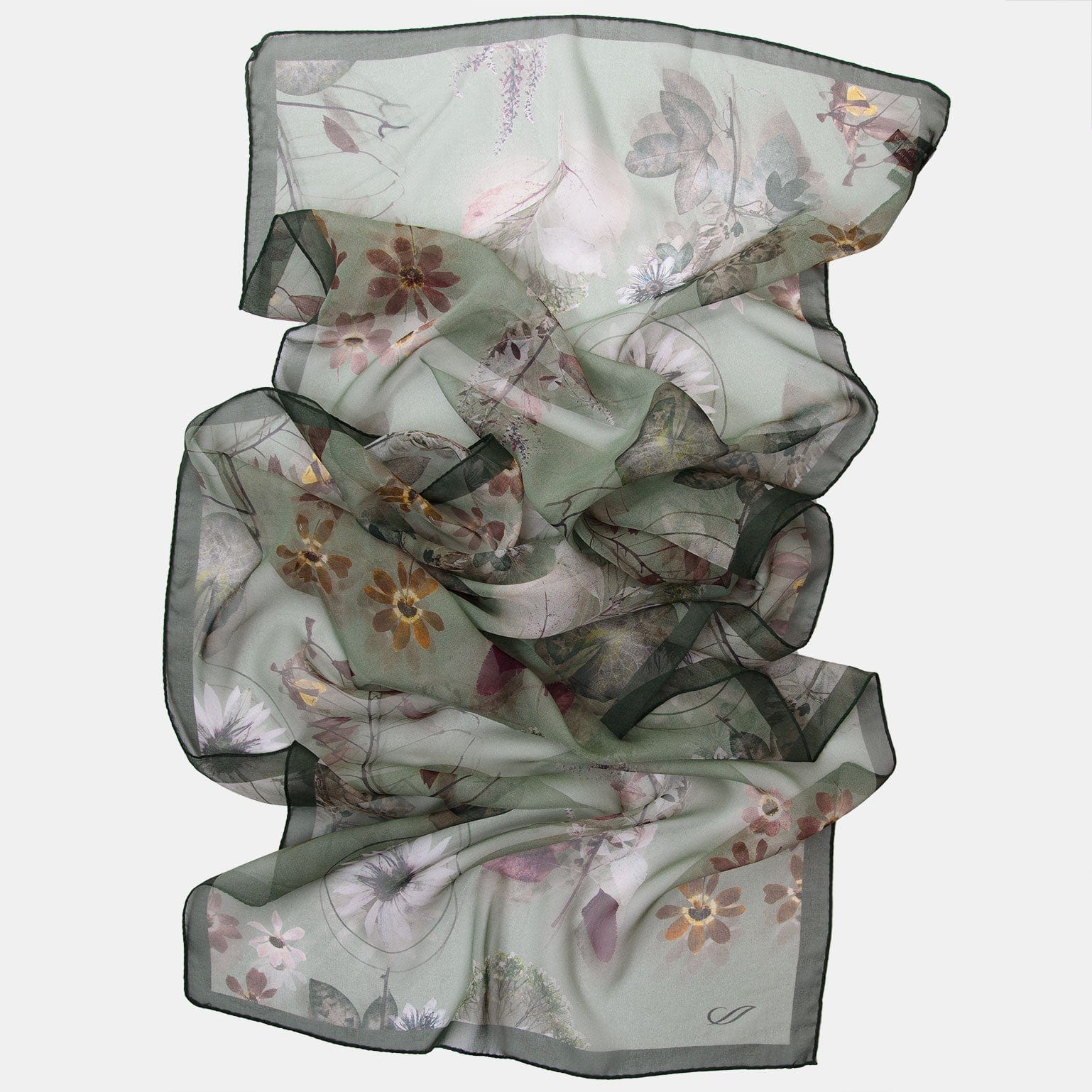 Botanica - Long Silk Scarf - Green - Solstik