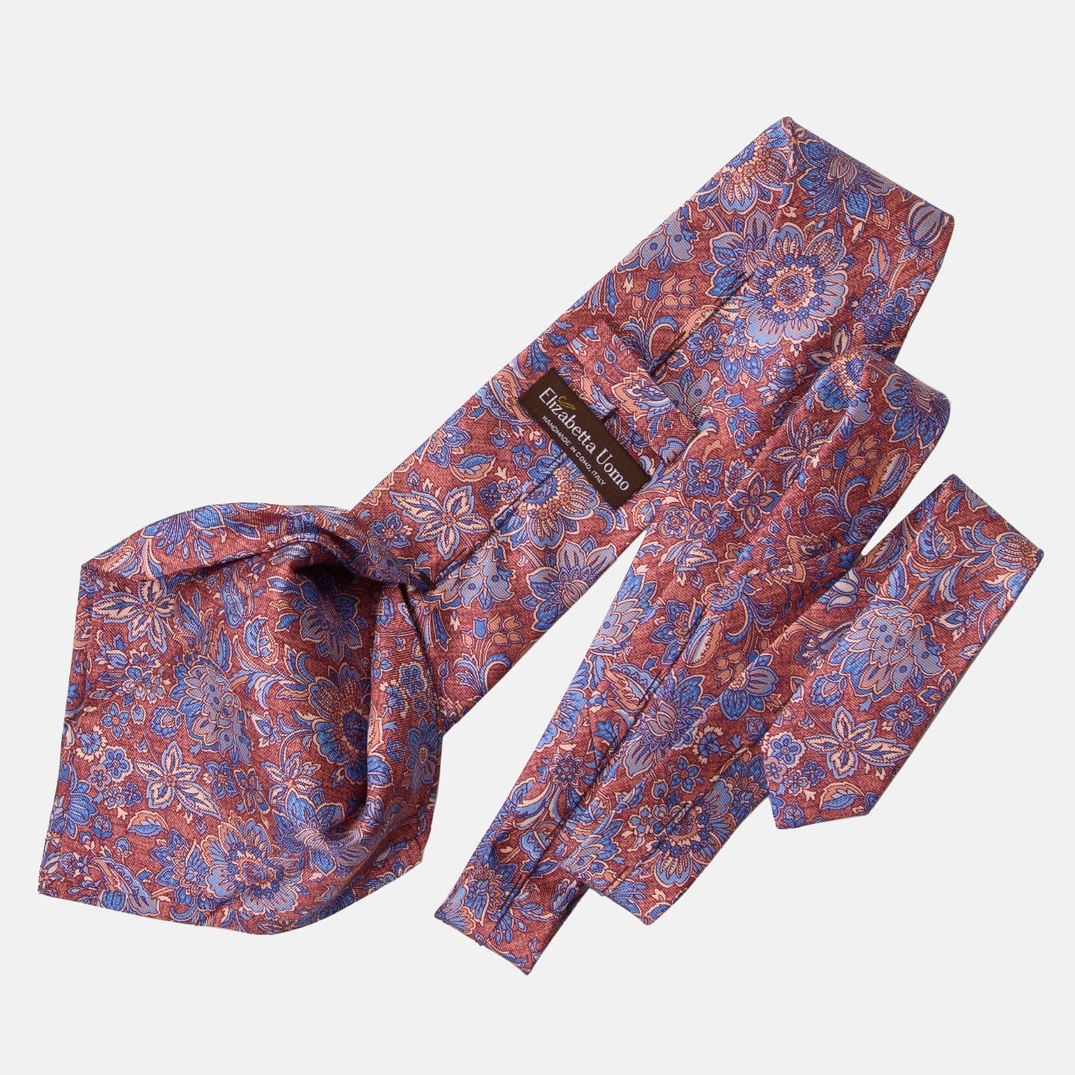 Catania - Printed Silk Tie - Blue & Brick Red - Solstik