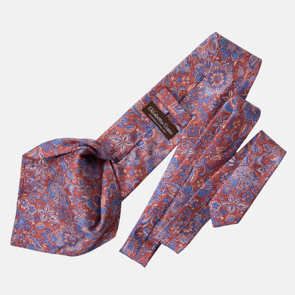 Catania - Printed Silk Tie - Blue & Brick Red - Solstik