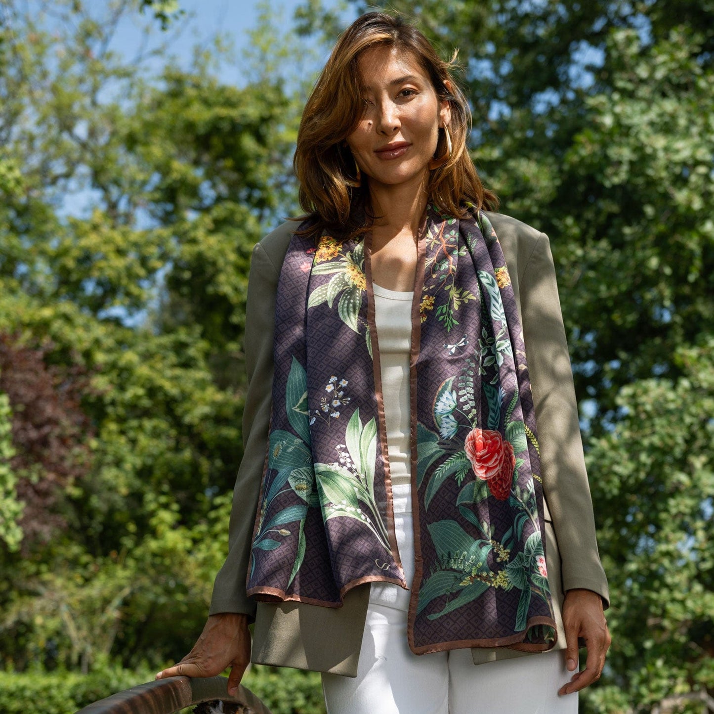 Sara - Long Silk Scarf - Chocolate - Solstik