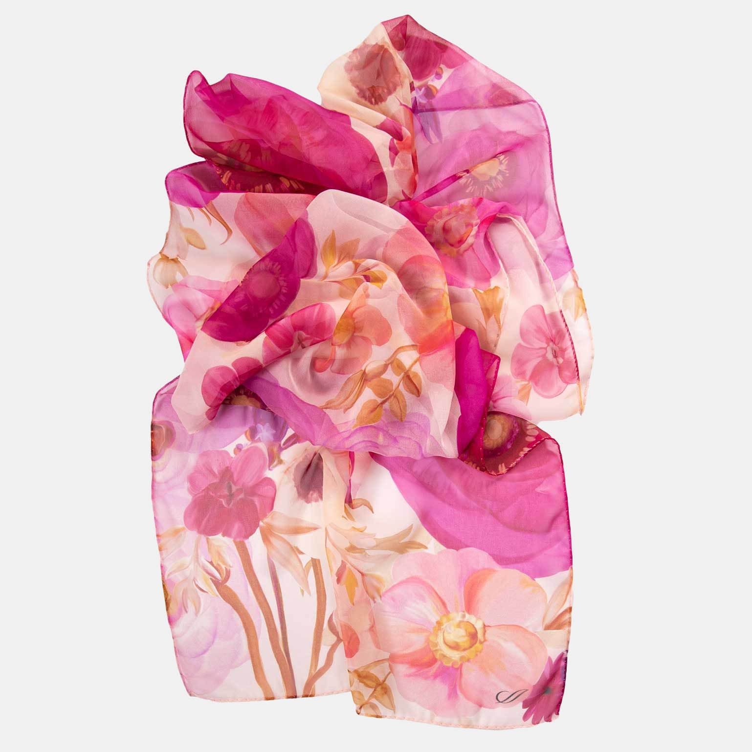 Campo de' Fiori - Long Silk Scarf - Pink - Solstik