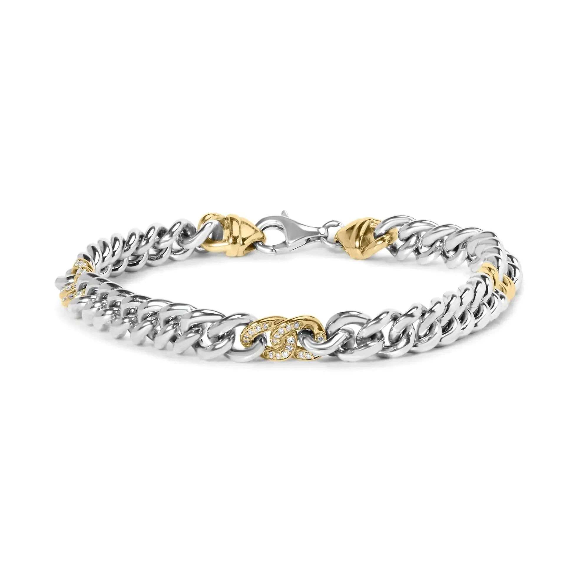 Gold-Plated Sterling Silver Diamond Bracelet - 7.5" - Solstik