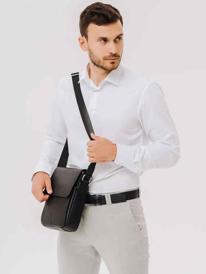 FR Fashion Co. Men's Compact Genuine Leather Crossbody Bag