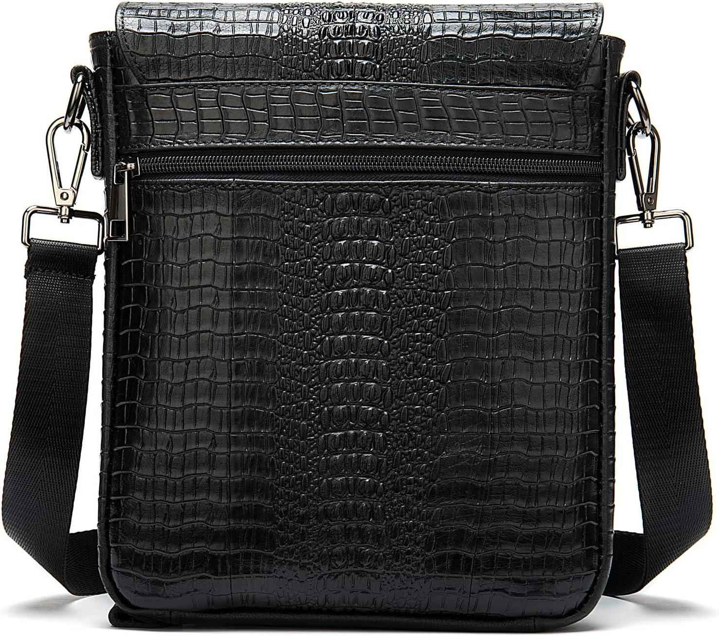 FR Fashion Co. Men's Crocodile Leather Crossbody Bag