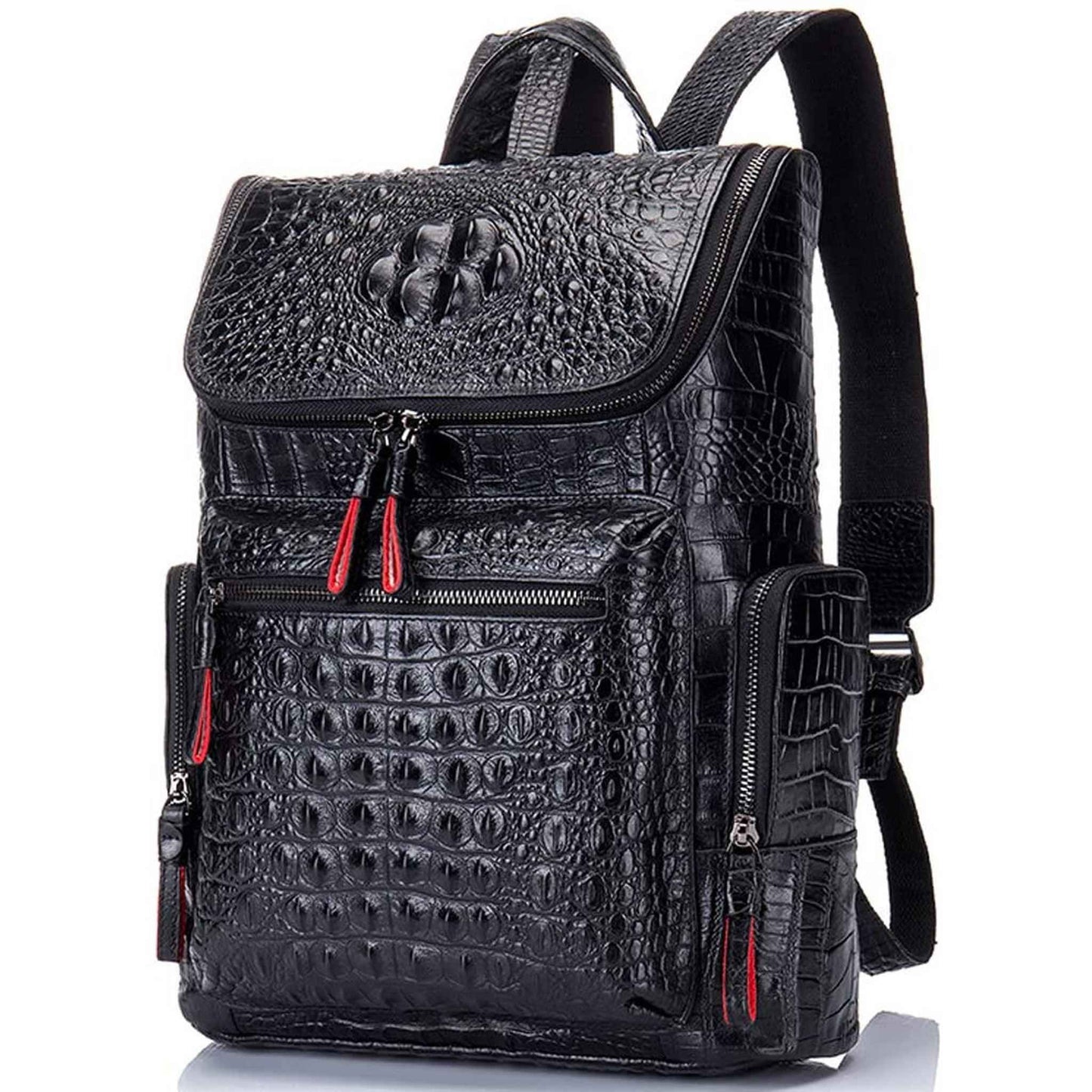 FR Fashion Co. 13" Men's Leather Crocodile Design Backpack