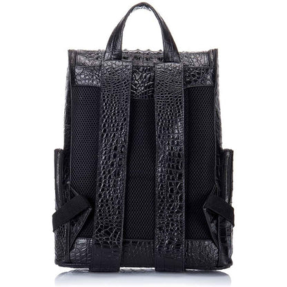 FR Fashion Co. 13" Men's Leather Crocodile Design Backpack