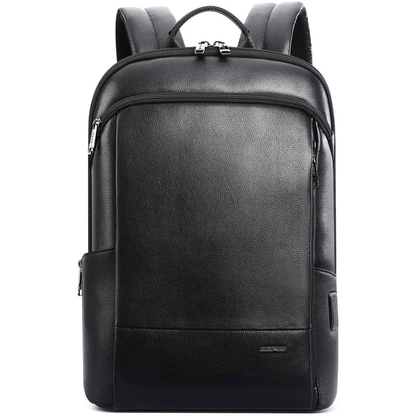 FR Fashion Co. 17" Men's Anti-Theft Leather Backpack with Hidden Pockets