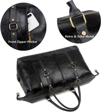 FR Fashion Co. 20" Leather Overnight Travel Duffel Bag