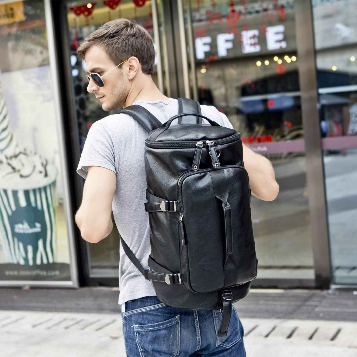 FR Fashion Co. 20" Men's Versatile Leather Duffel Bag