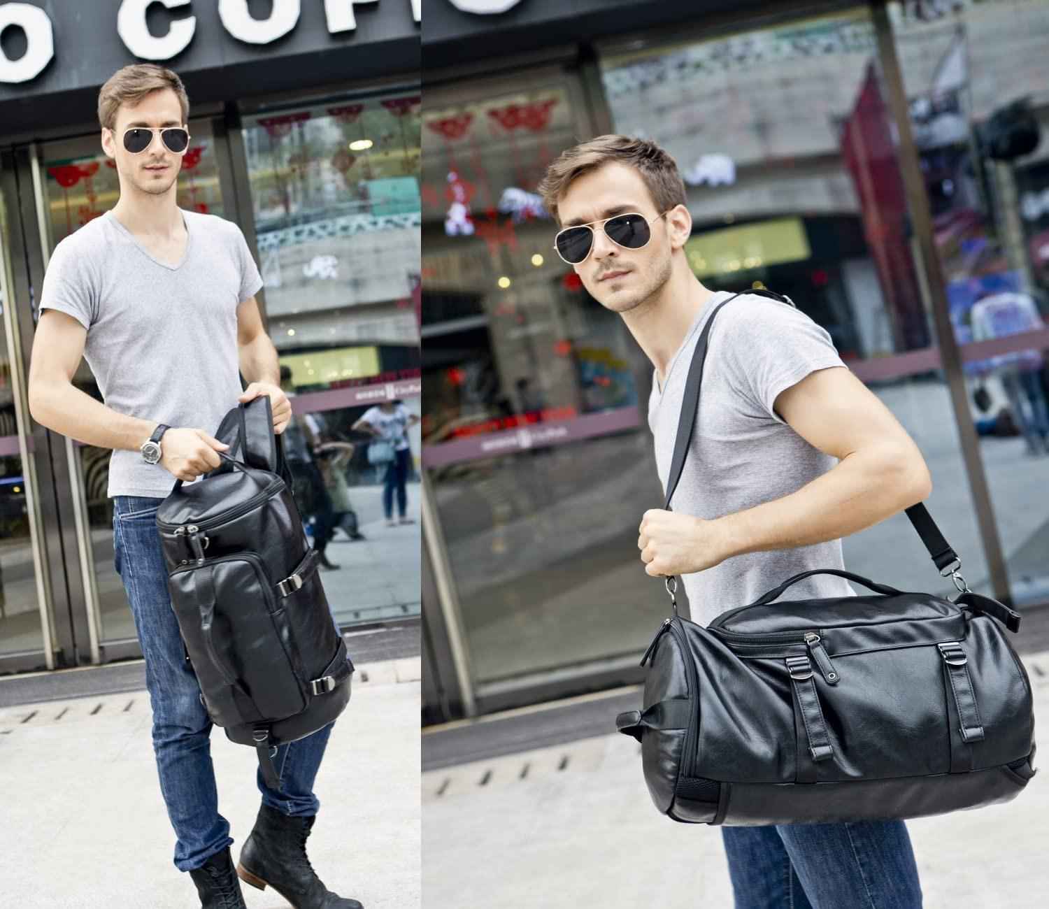 FR Fashion Co. 20" Men's Versatile Leather Duffel Bag