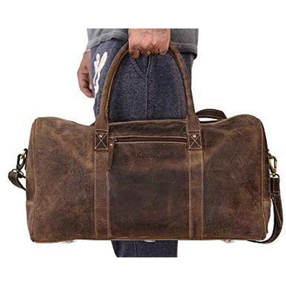 FR Fashion Co. 20" Men's Vintage Distressed Buffalo Leather Duffle Bag