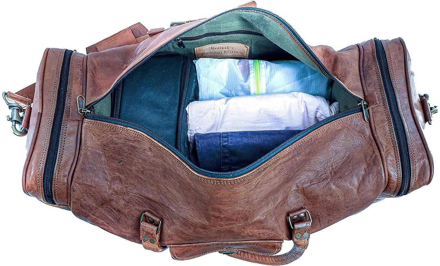 FR Fashion Co. 21" Full Grain Leather Duffel Bag