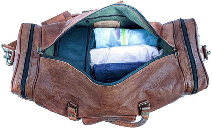 FR Fashion Co. 21" Full Grain Leather Duffel Bag
