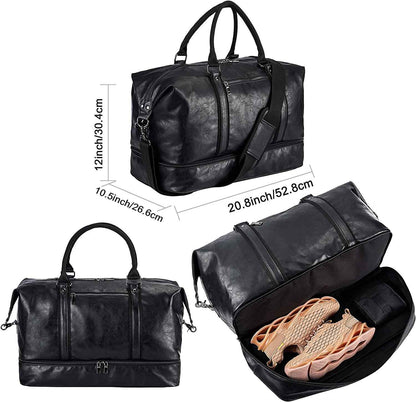 FR Fashion Co. 21" Men's Leather Compact Travel Duffel Bag