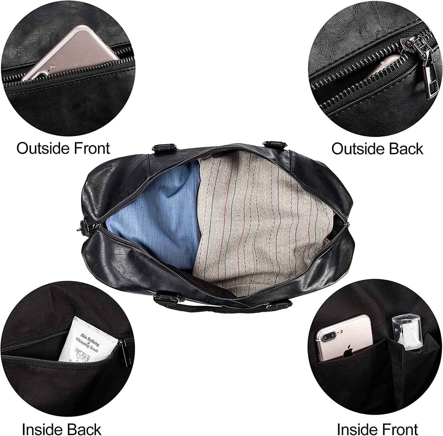 FR Fashion Co. 21" Men's Leather Compact Travel Duffel Bag
