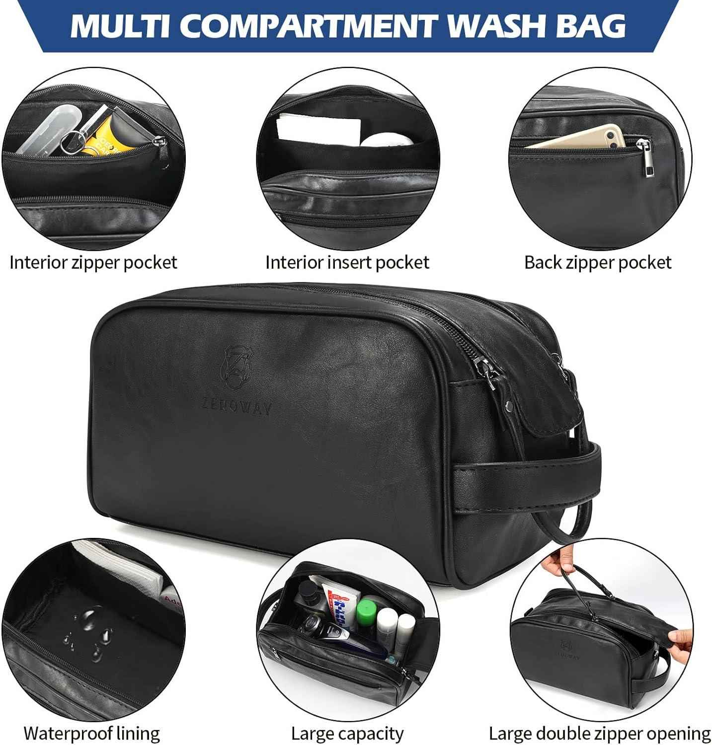 FR Fashion Co. 21" Men's Leather Duffel Bag with Toiletry Bag