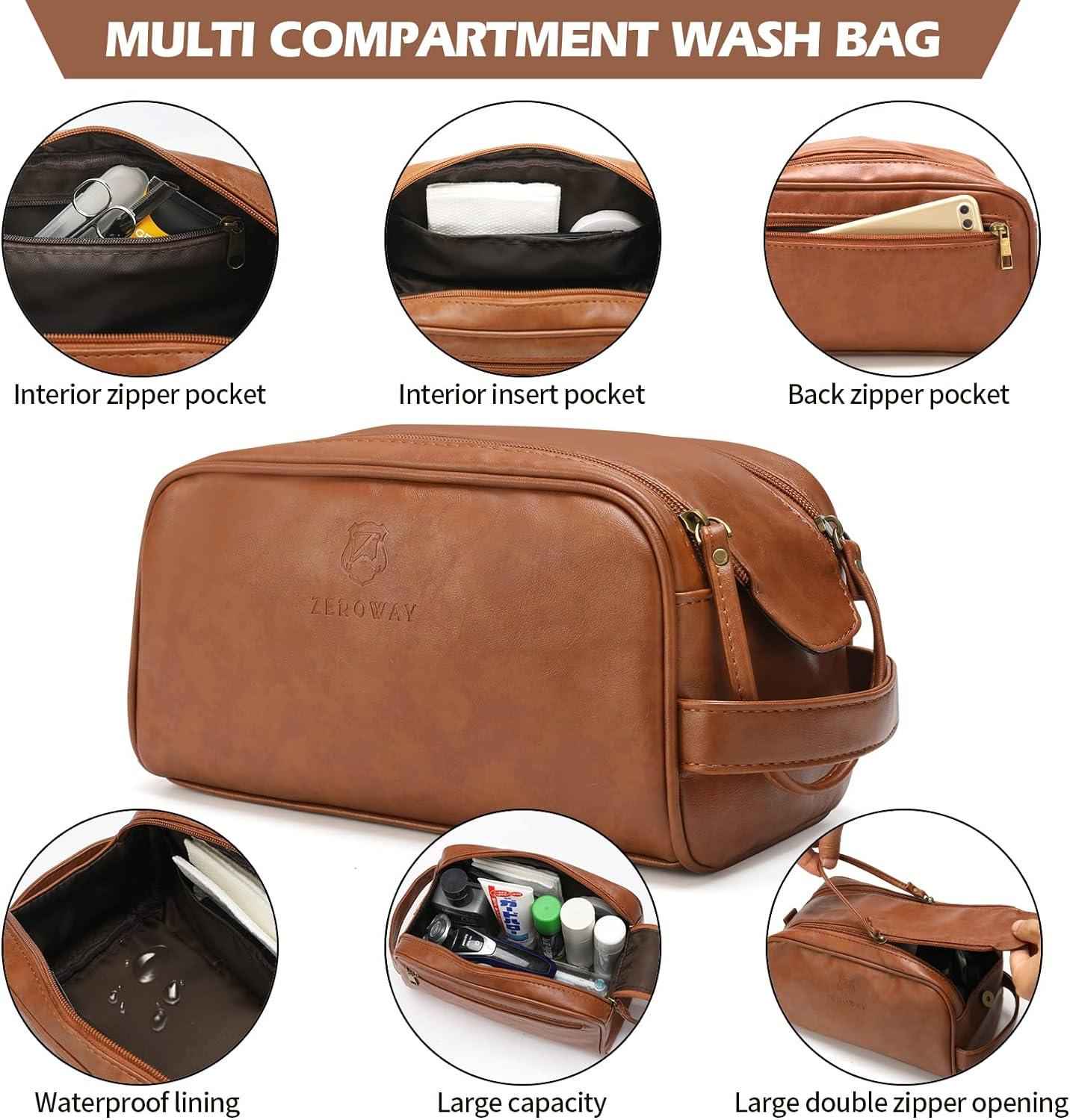 FR Fashion Co. 21" Men's Leather Duffel Bag with Toiletry Bag