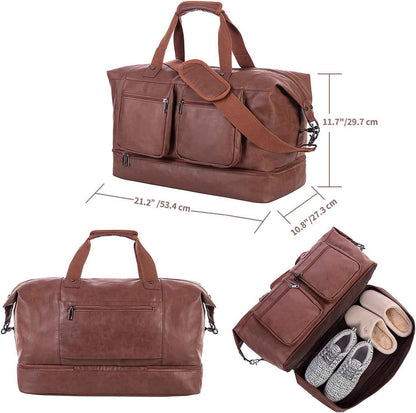 FR Fashion Co. 21" Men's Leather Overnight Duffel Bag