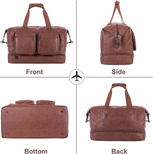 FR Fashion Co. 21" Men's Leather Overnight Duffel Bag