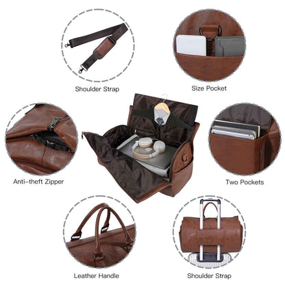 FR Fashion Co. 22" Men's Classic Leather Duffel Bag