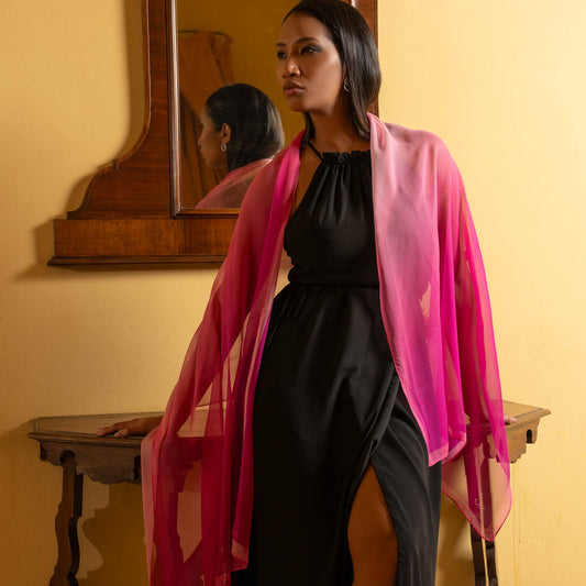 Sophia - Silk Scarf Shawl- Fuchsia - Solstik