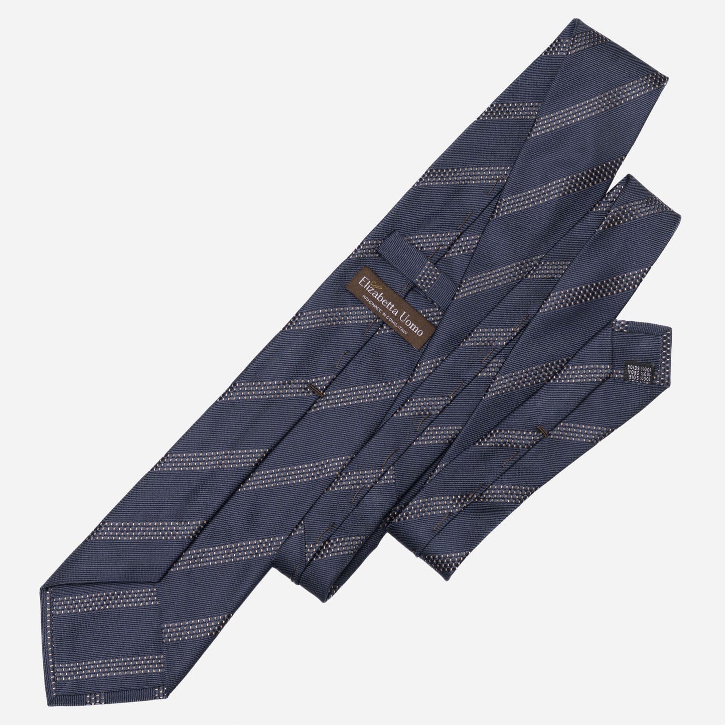 Milano - Silk Jacquard Tie - Navy and Gold - Solstik