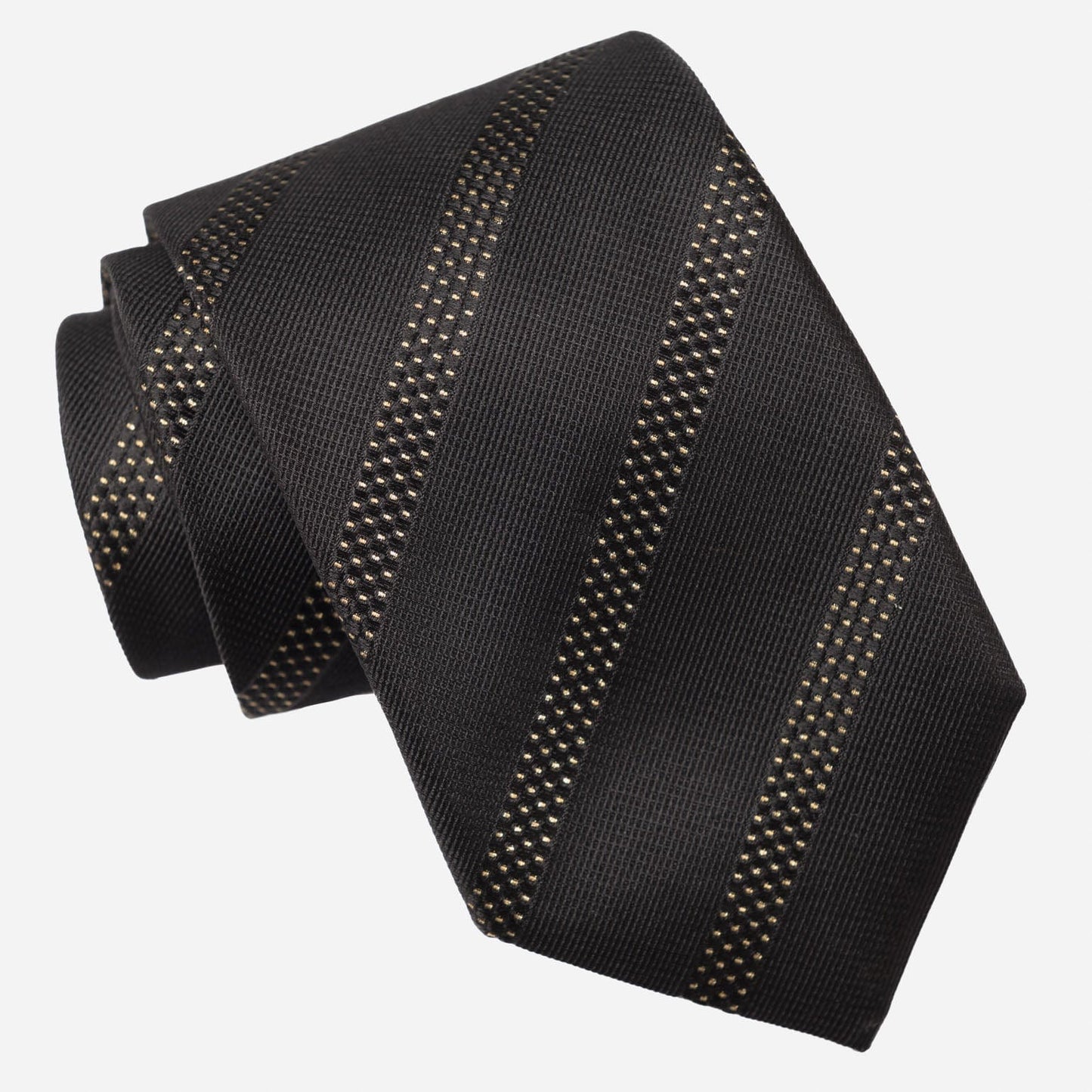 Milano - Silk Jacquard Tie - Black and Gold - Solstik