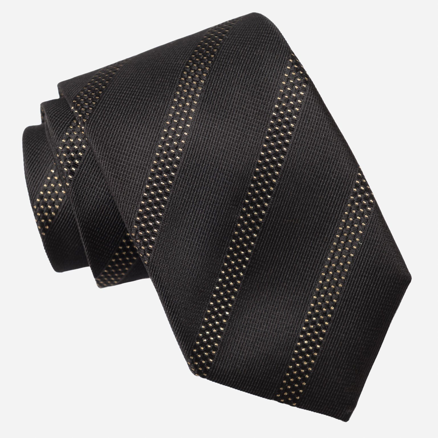 Milano - Silk Jacquard Tie - Black and Gold - Solstik