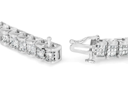 14K White Gold Princess Diamond Bracelet 3ct H-I SI1-SI2 - Solstik