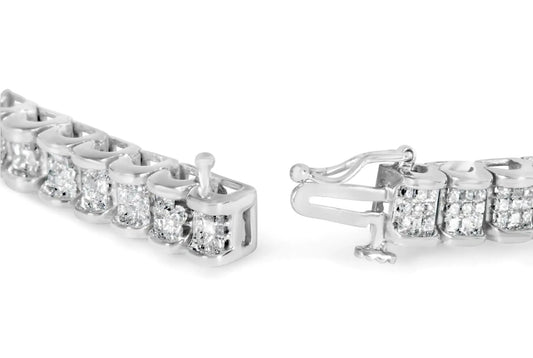 14K White Gold Princess Diamond Bracelet 3ct H-I SI1-SI2 - Solstik