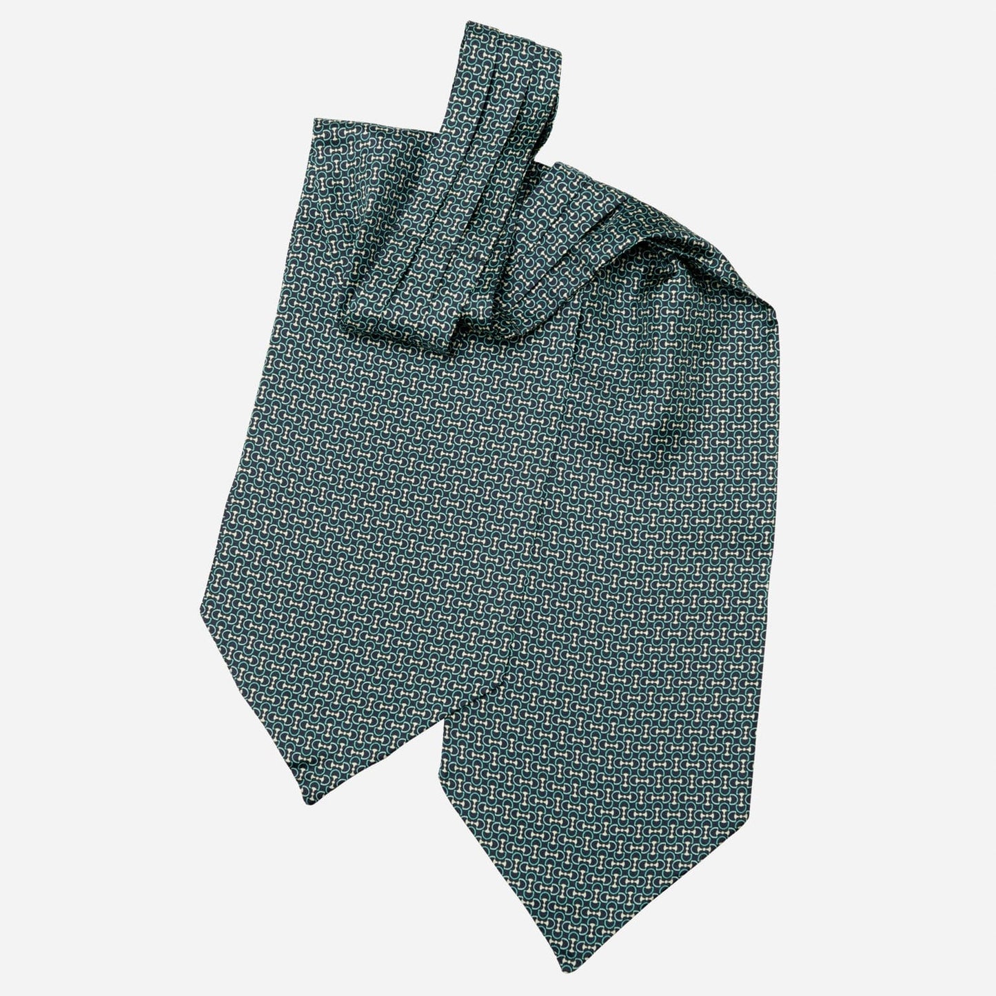 Condotti - Silk Ascot Cravat Tie - Green and Navy - Solstik