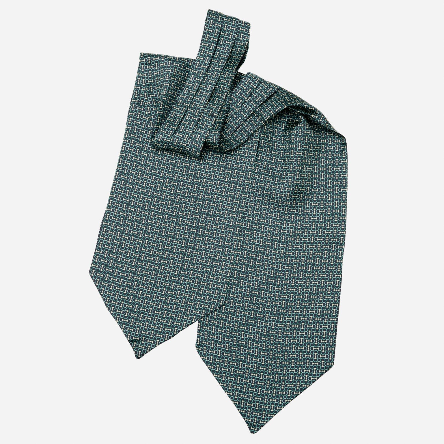 Condotti - Silk Ascot Cravat Tie - Green and Navy - Solstik