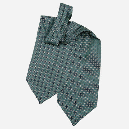 Condotti - Silk Ascot Cravat Tie - Green and Navy - Solstik