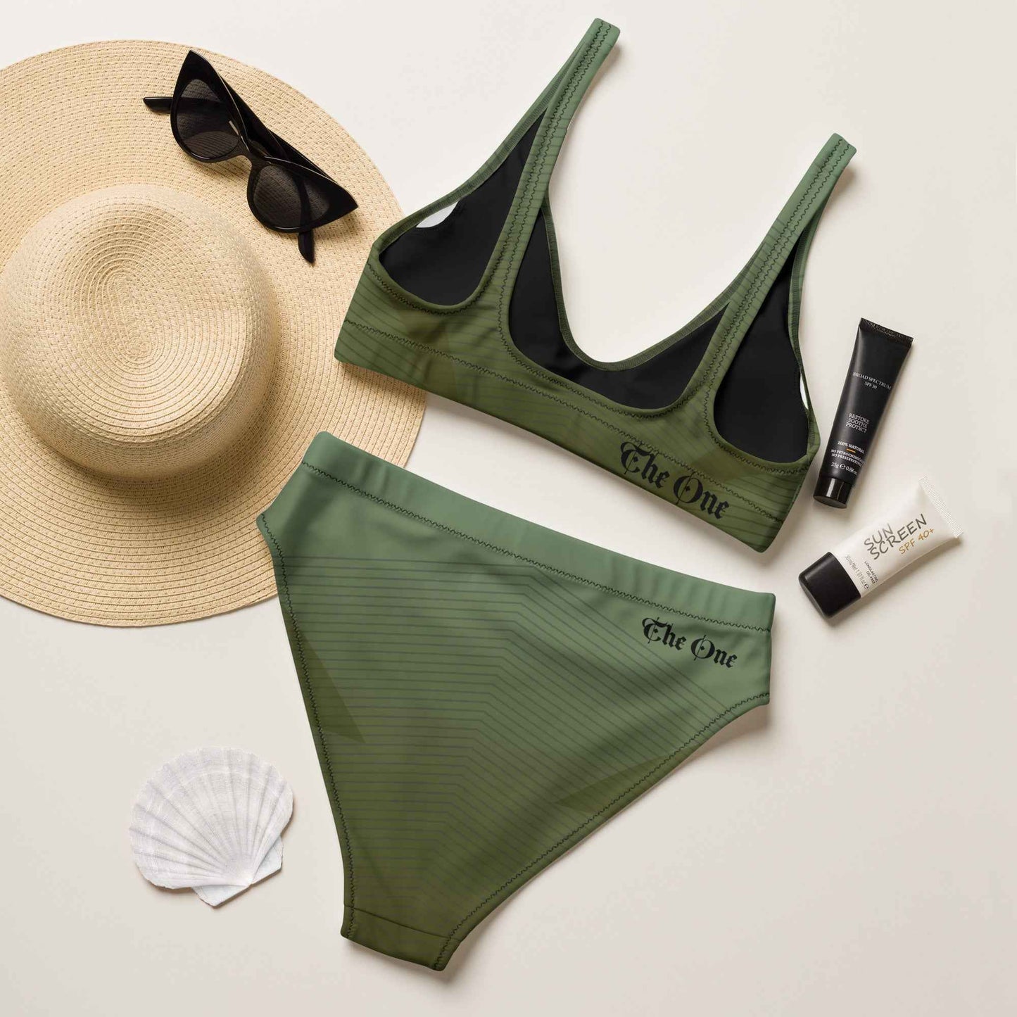 Green high-waisted bikini