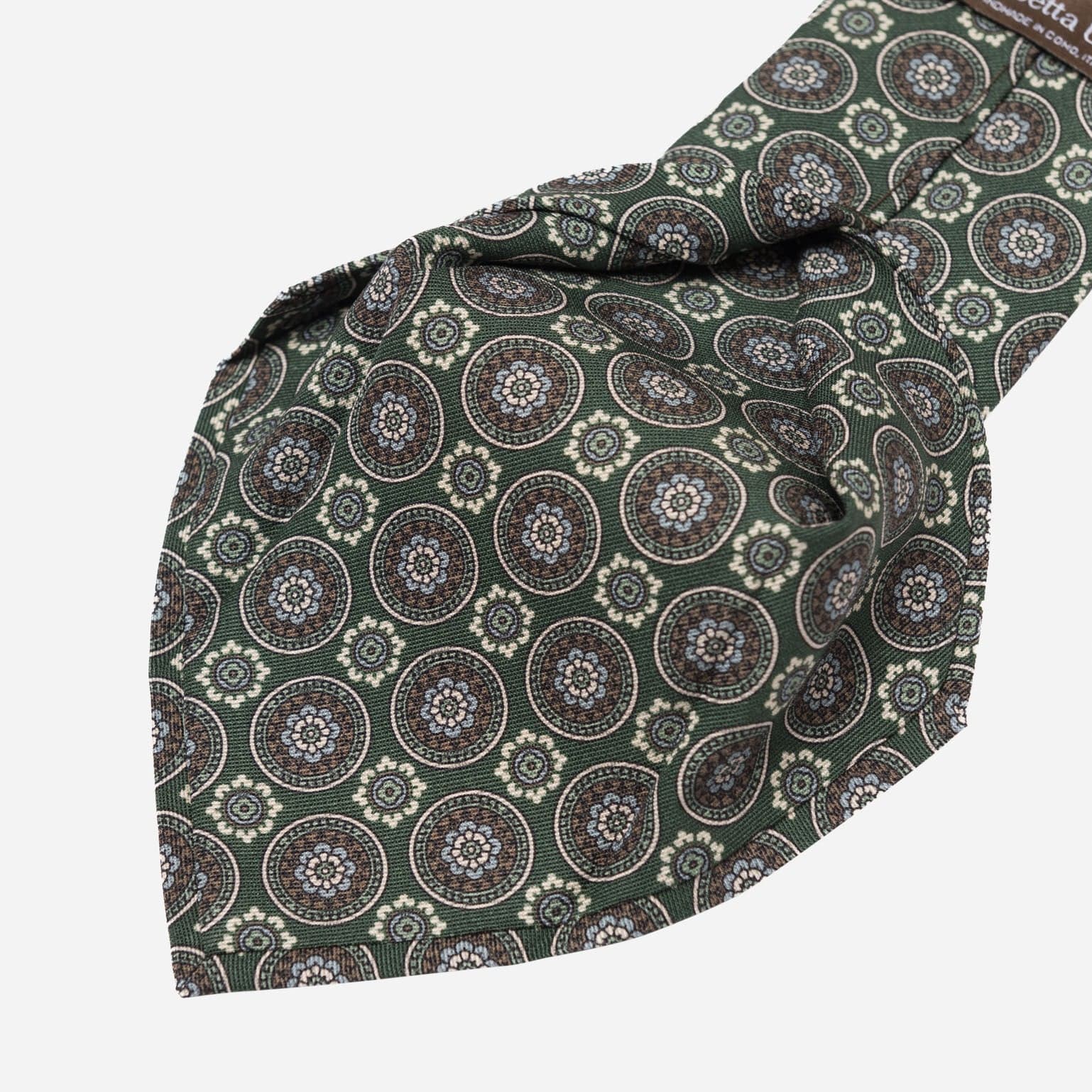 La Vigna - Printed Wool & Silk Tie - Green - Solstik
