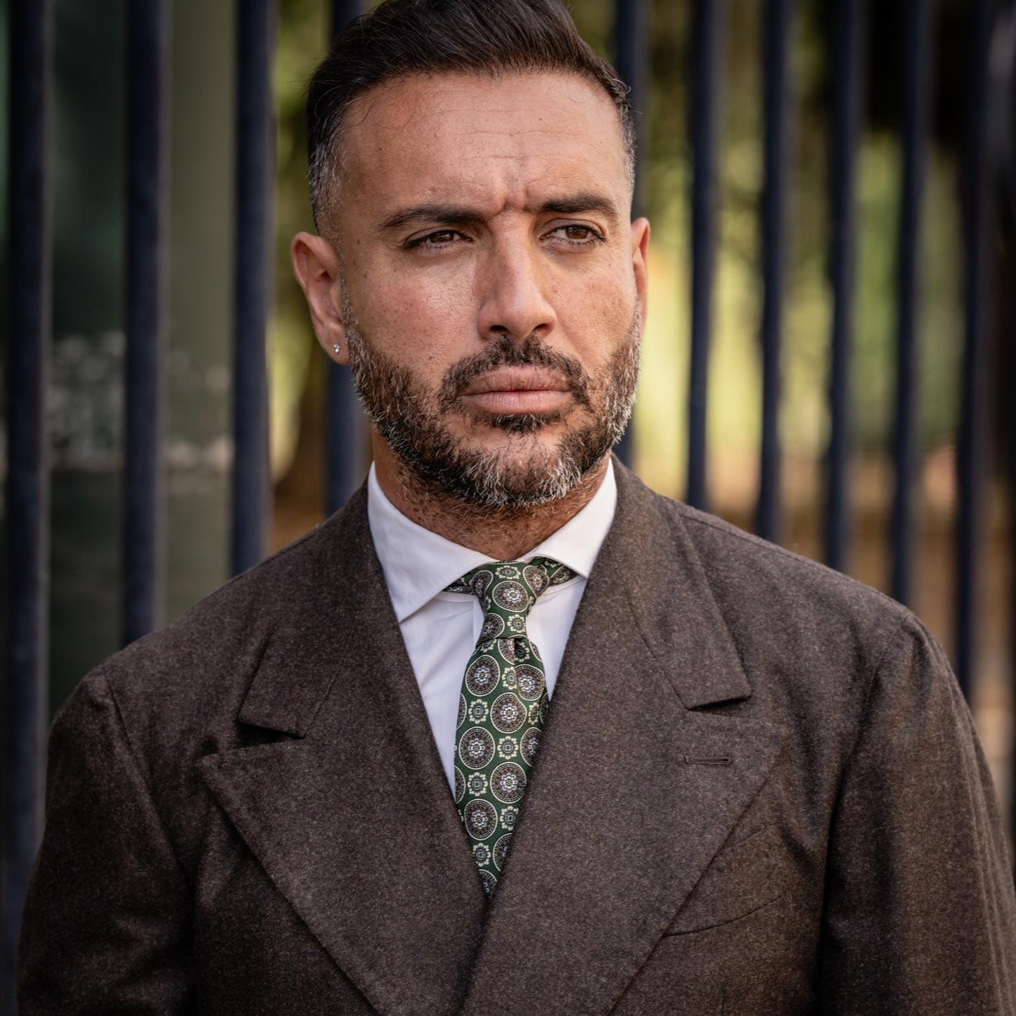 La Vigna - Printed Wool & Silk Tie - Green - Solstik