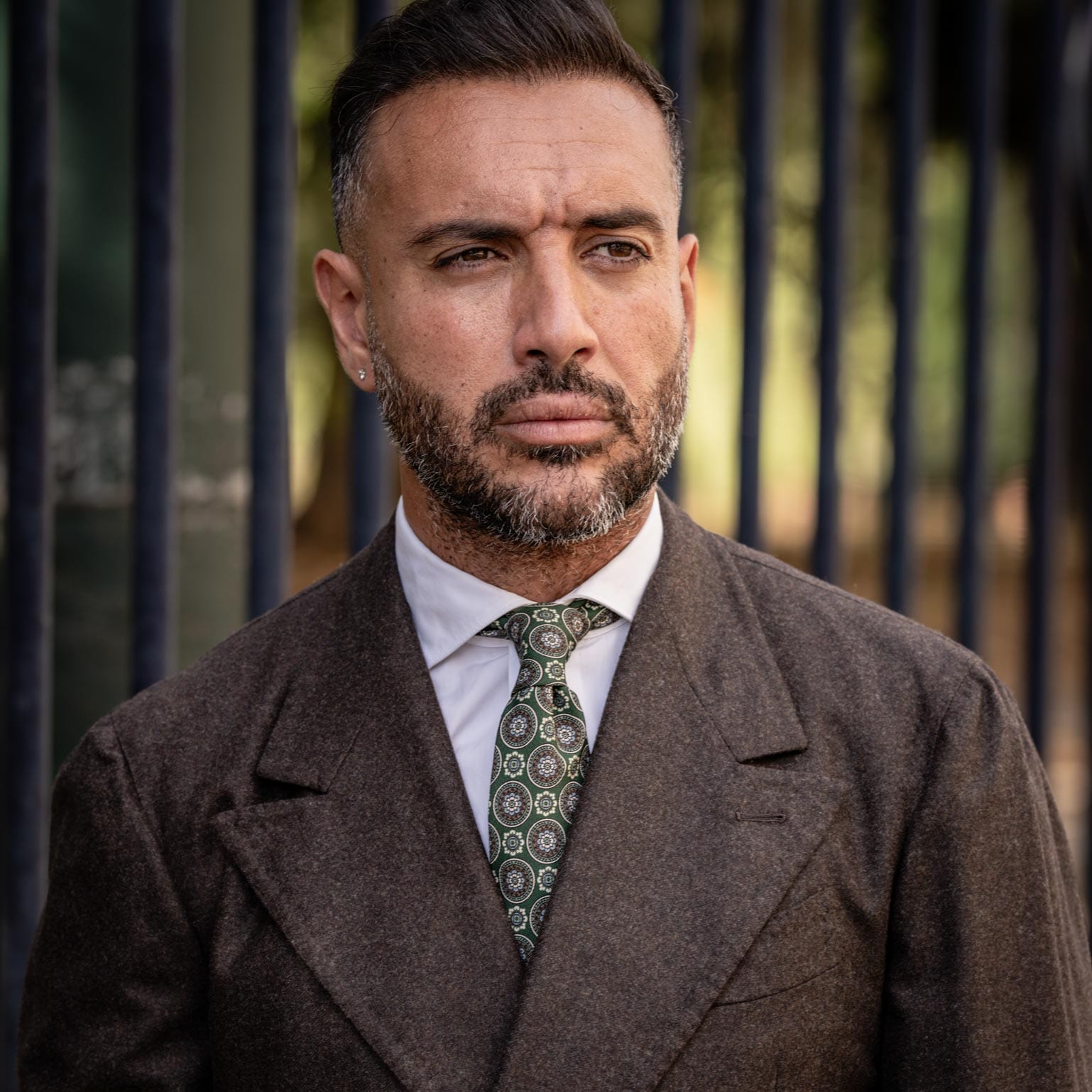 La Vigna - Printed Wool & Silk Tie - Green - Solstik