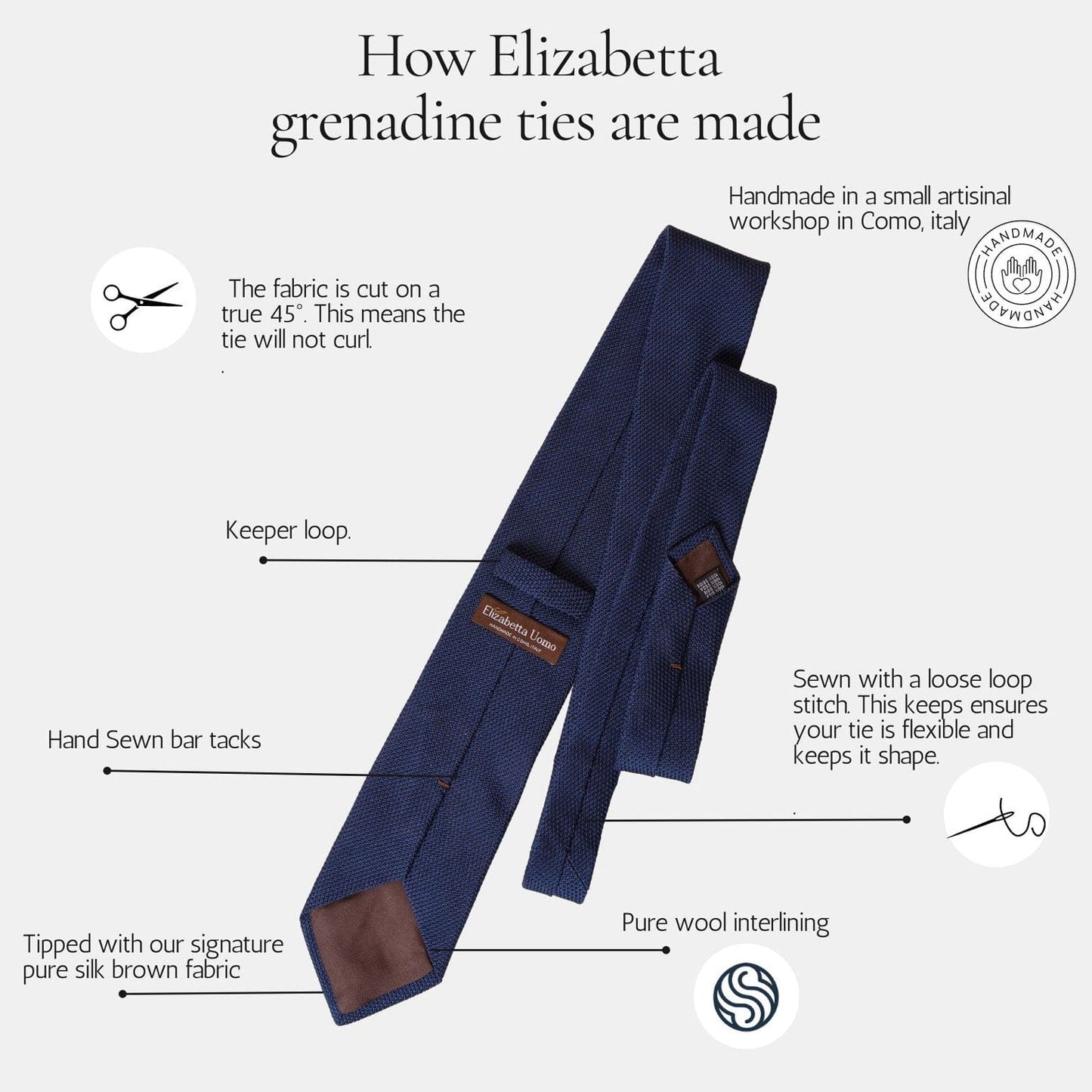 Cavour - Dark Navy Silk Grenadine Tie - Solstik