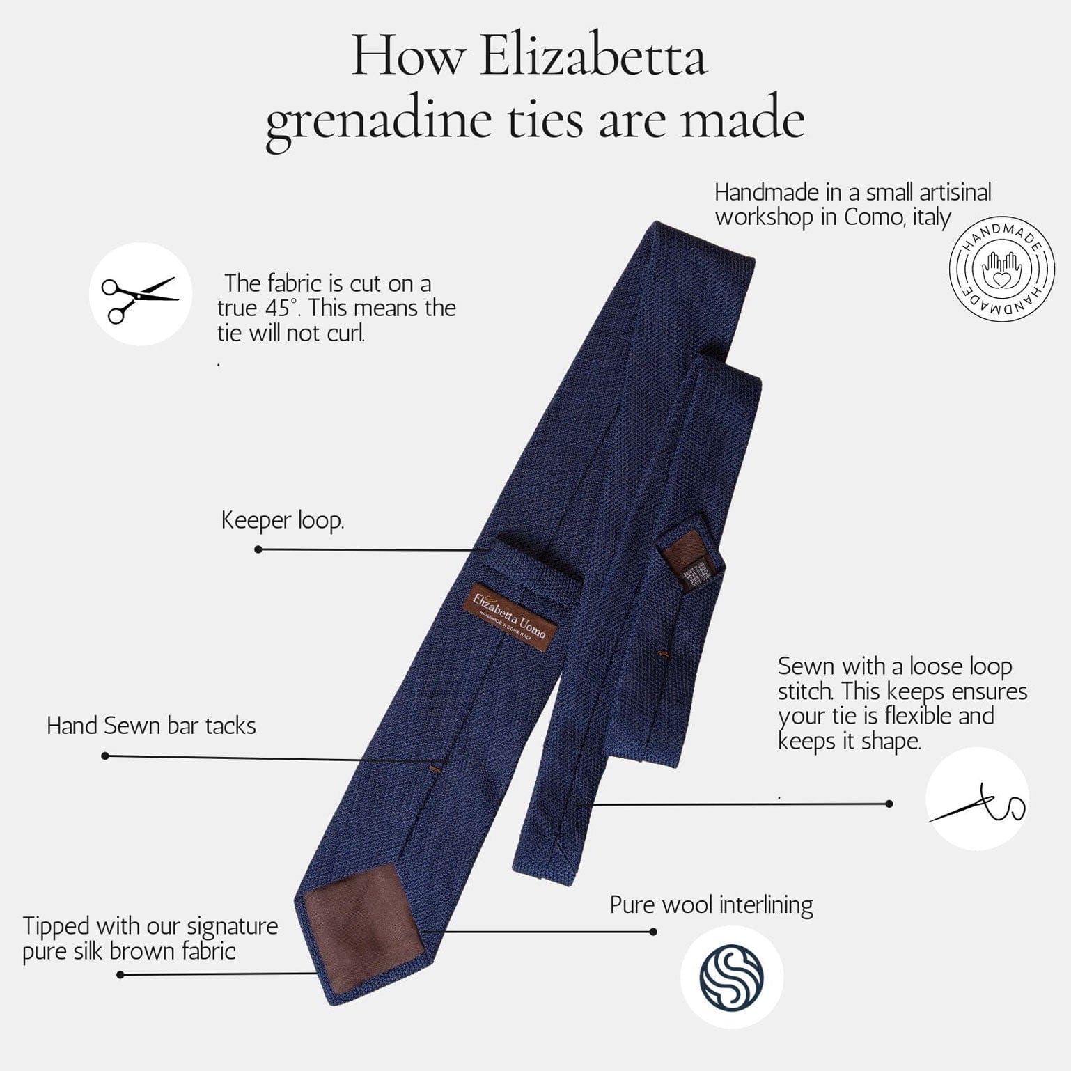 Cavour - Dark Navy Silk Grenadine Tie - Solstik