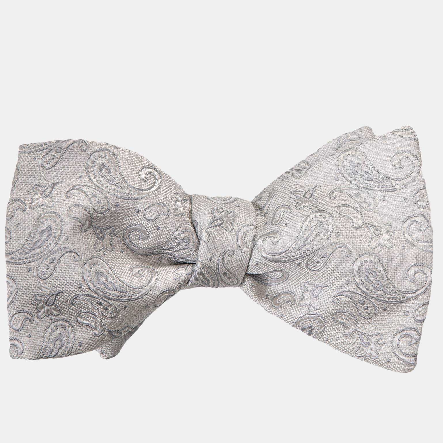 Leonardo - Silk Bow Tie - Silver - Solstik